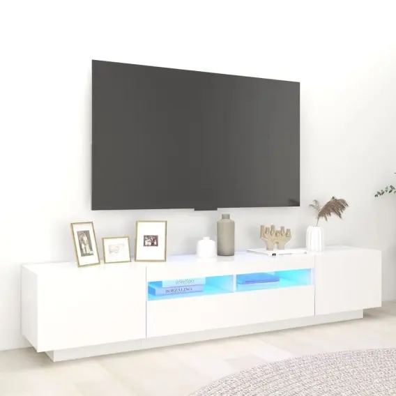 Zniżka Szafka pod TV z oświetleniem LED, biała, 200x35x40 cm Lumarko! - Hurtownia wielobranżowa Lumarko